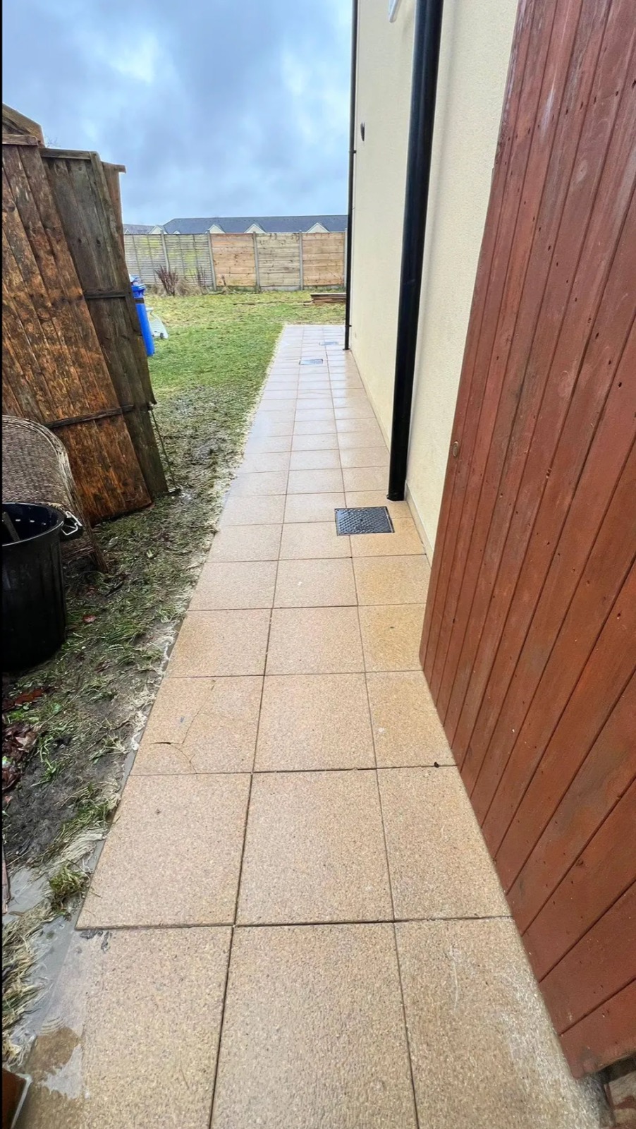 The same County Meath patio after softwashing — slabs cleaned back to a fresh finish